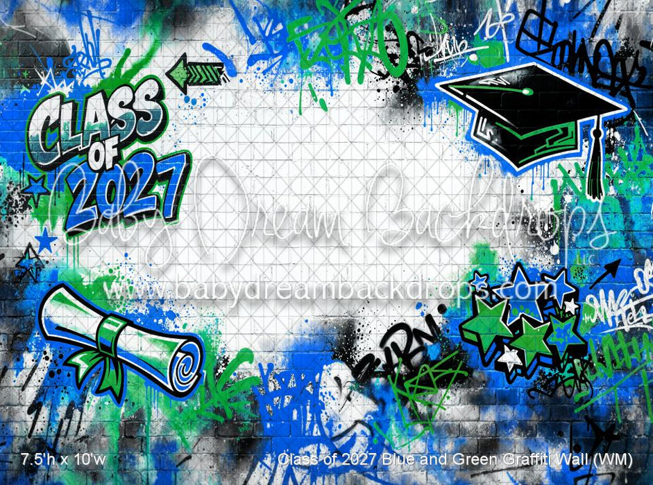 Class of 2027 Blue and Green Graffiti Wall (WM)