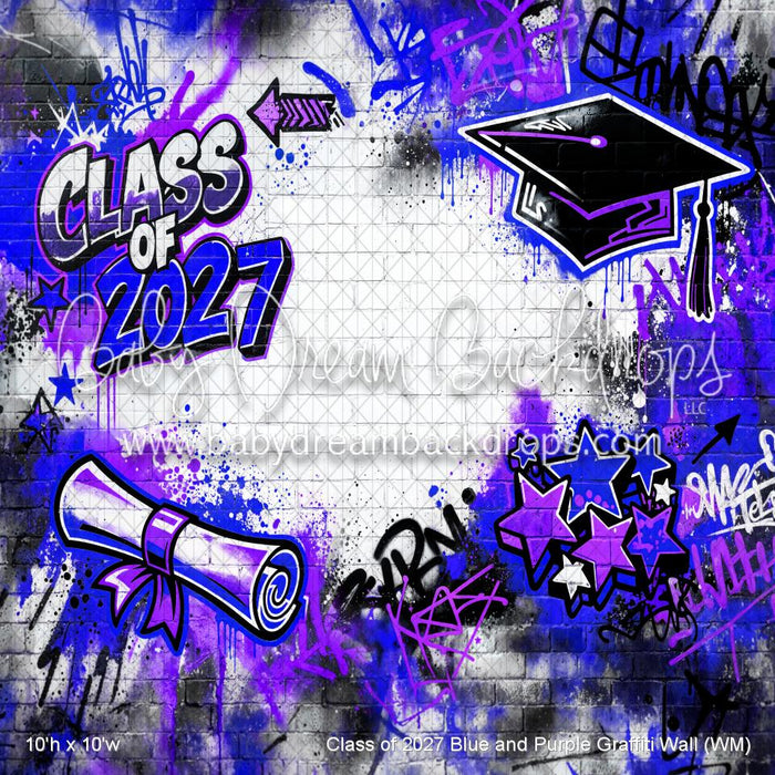 Class of 2027 Blue and Purple Graffiti Wall (WM)
