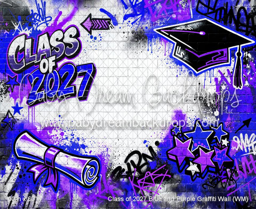 Class of 2027 Blue and Purple Graffiti Wall (WM)