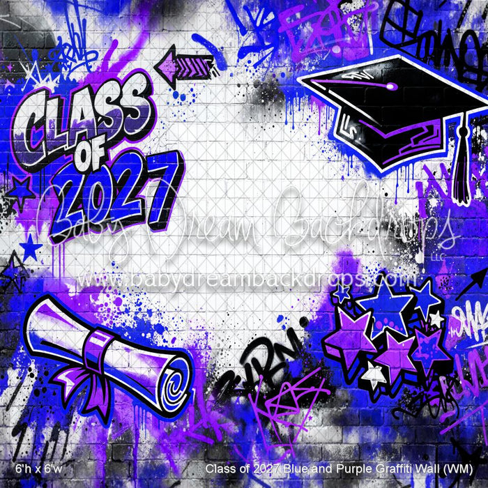 Class of 2027 Blue and Purple Graffiti Wall (WM)