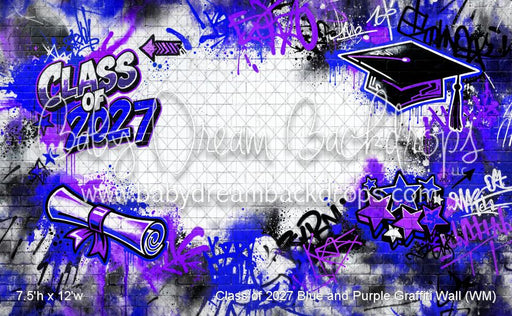Class of 2027 Blue and Purple Graffiti Wall (WM)