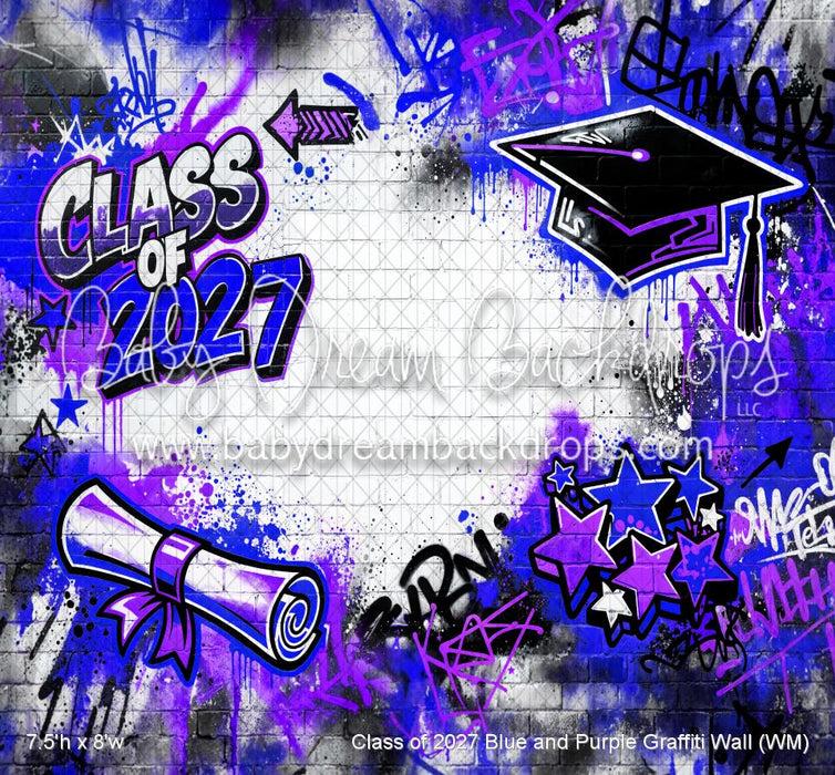 Class of 2027 Blue and Purple Graffiti Wall (WM)
