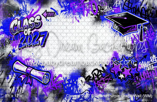 Class of 2027 Blue and Purple Graffiti Wall (WM)