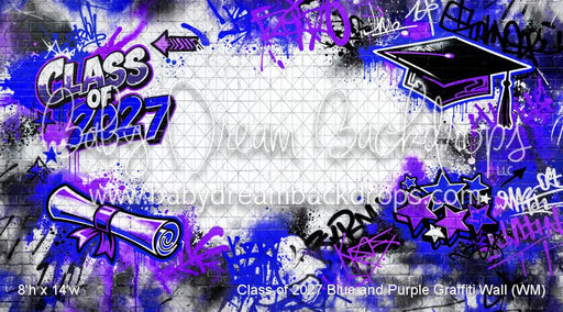 Class of 2027 Blue and Purple Graffiti Wall (WM)