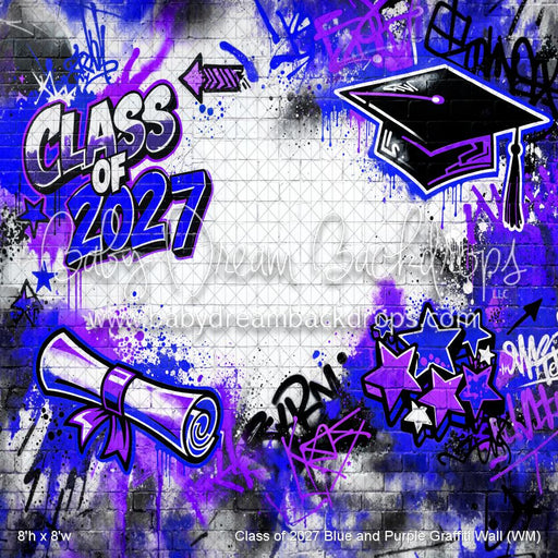 Class of 2027 Blue and Purple Graffiti Wall (WM)