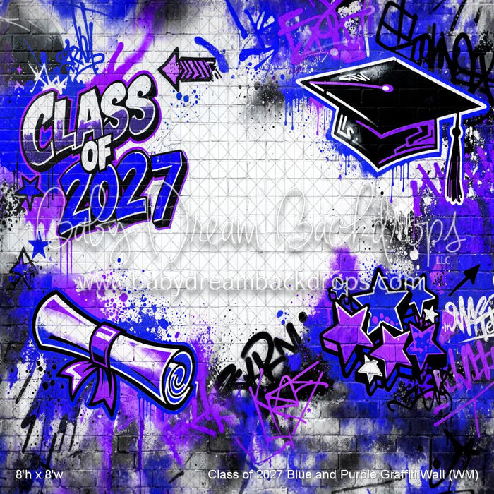 Class of 2027 Blue and Purple Graffiti Wall (WM)