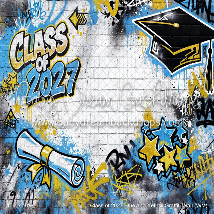 Class of 2027 Blue and Yellow Graffiti Wall (WM)