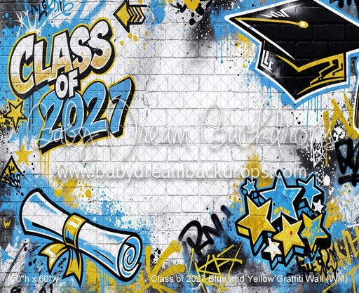Class of 2027 Blue and Yellow Graffiti Wall (WM)