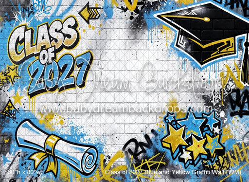 Class of 2027 Blue and Yellow Graffiti Wall (WM)