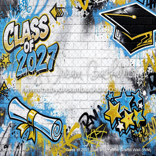 Class of 2027 Blue and Yellow Graffiti Wall (WM)