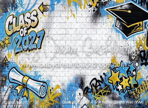 Class of 2027 Blue and Yellow Graffiti Wall (WM)