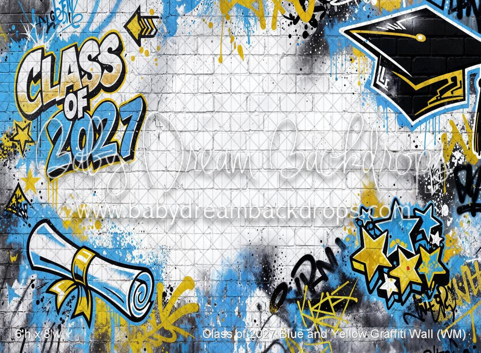 Class of 2027 Blue and Yellow Graffiti Wall (WM)