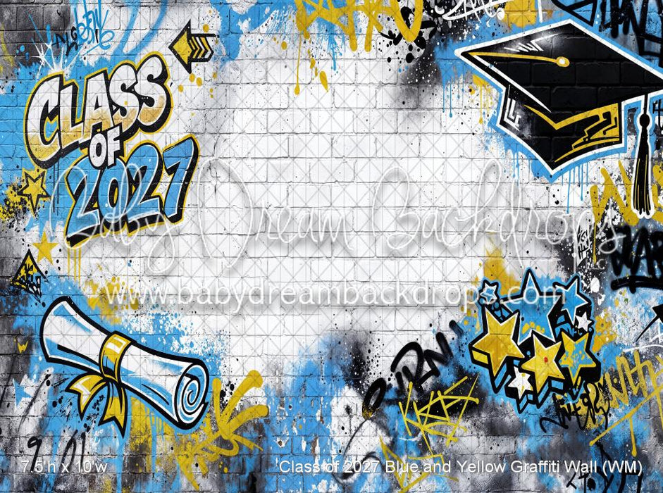 Class of 2027 Blue and Yellow Graffiti Wall (WM)