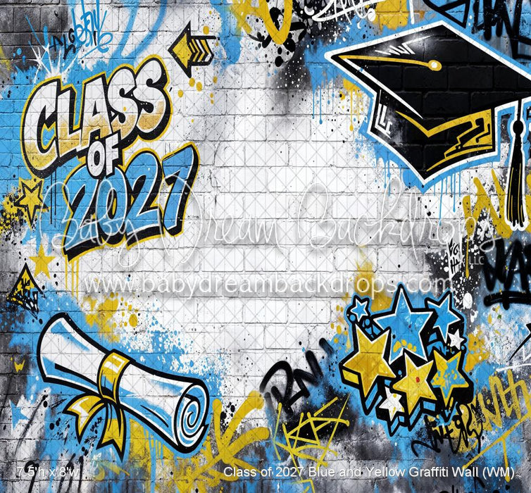 Class of 2027 Blue and Yellow Graffiti Wall (WM)