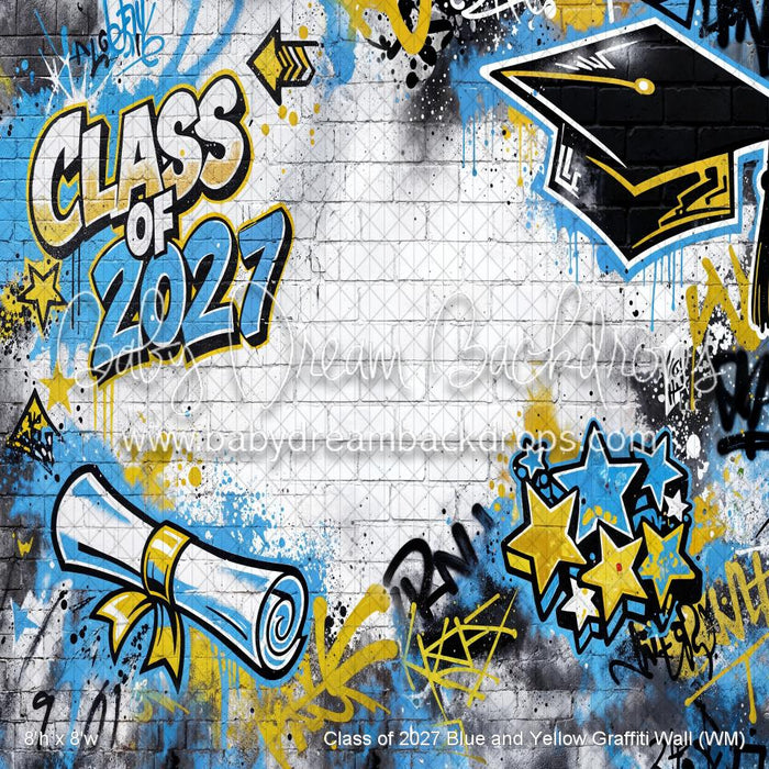 Class of 2027 Blue and Yellow Graffiti Wall (WM)
