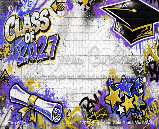 Class of 2027 Purple and Gold Graffiti Wall (WM)