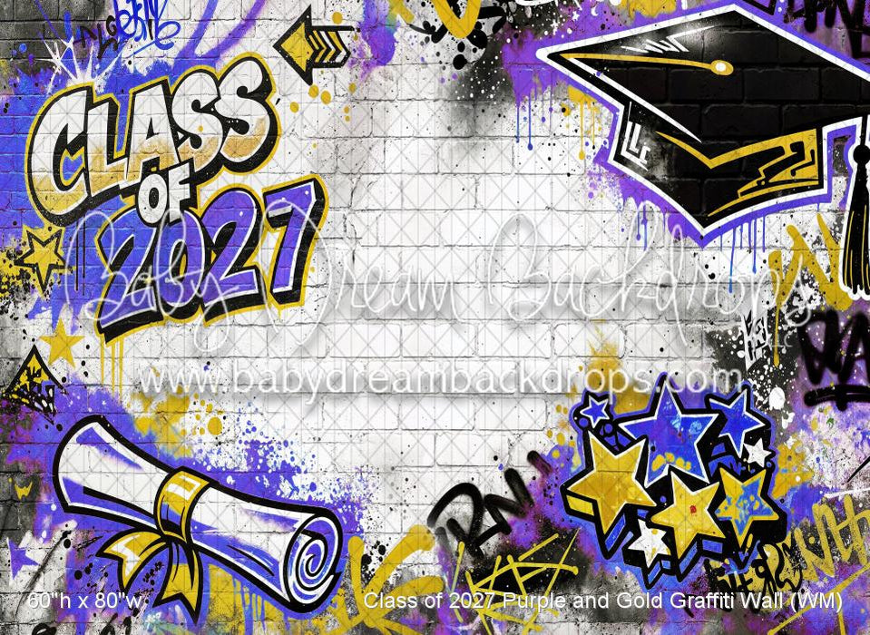 Class of 2027 Purple and Gold Graffiti Wall (WM)