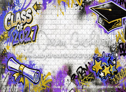 Class of 2027 Purple and Gold Graffiti Wall (WM)