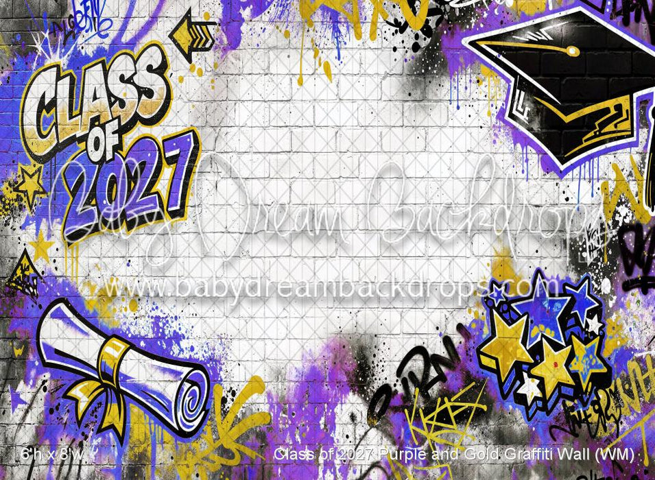 Class of 2027 Purple and Gold Graffiti Wall (WM)