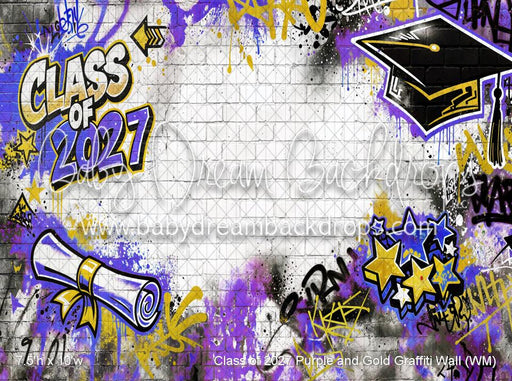 Class of 2027 Purple and Gold Graffiti Wall (WM)