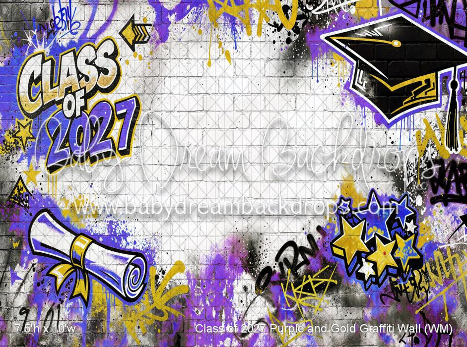 Class of 2027 Purple and Gold Graffiti Wall (WM)