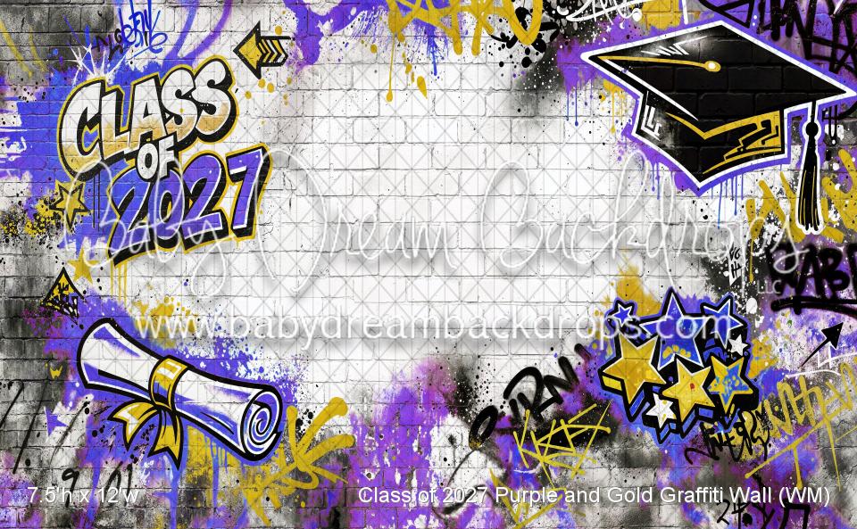 Class of 2027 Purple and Gold Graffiti Wall (WM)