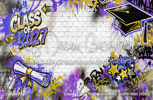 Class of 2027 Purple and Gold Graffiti Wall (WM)