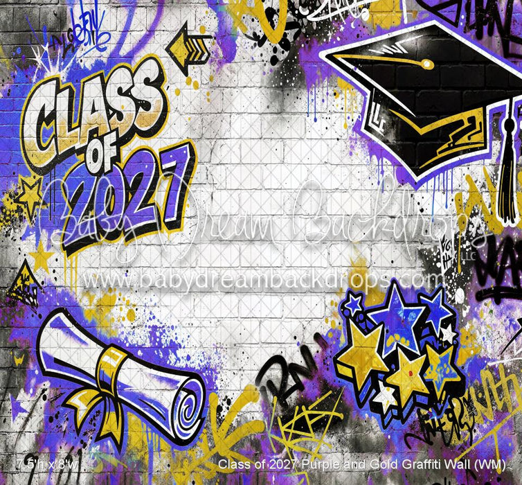 Class of 2027 Purple and Gold Graffiti Wall (WM)