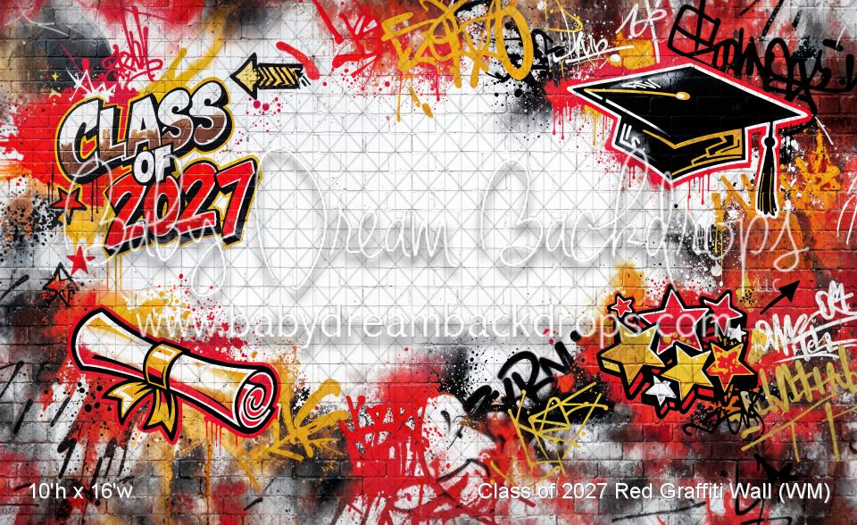 Class of 2027 Red Graffiti Wall (WM)