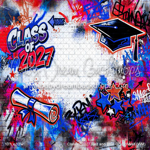 Class of 2027 Red and Blue Graffiti Wall (WM)