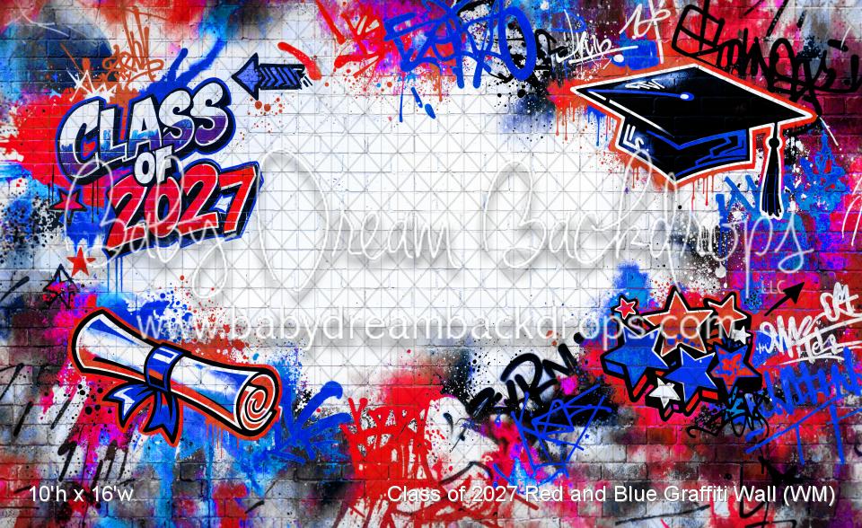 Class of 2027 Red and Blue Graffiti Wall (WM)