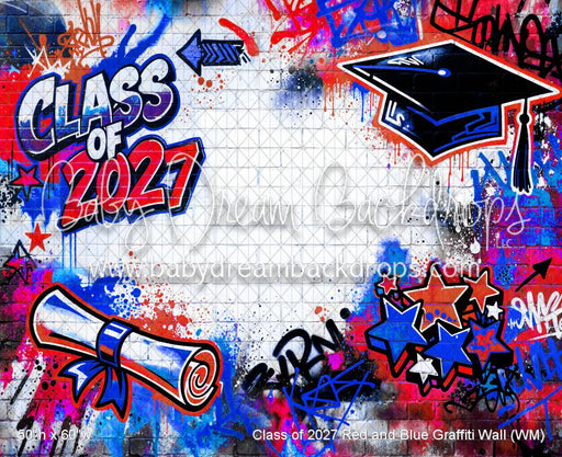 Class of 2027 Red and Blue Graffiti Wall (WM)
