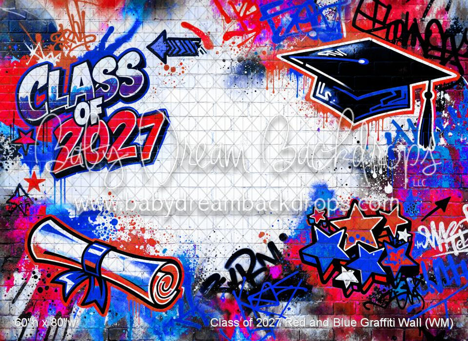 Class of 2027 Red and Blue Graffiti Wall (WM)