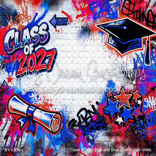 Class of 2027 Red and Blue Graffiti Wall (WM)