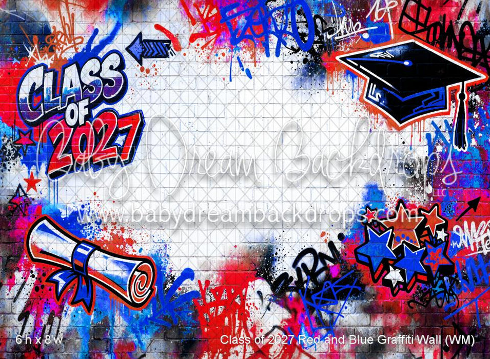 Class of 2027 Red and Blue Graffiti Wall (WM)