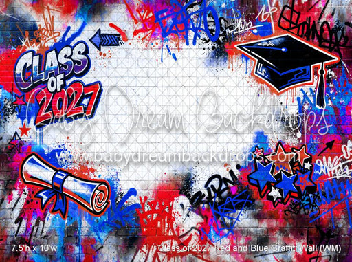 Class of 2027 Red and Blue Graffiti Wall (WM)