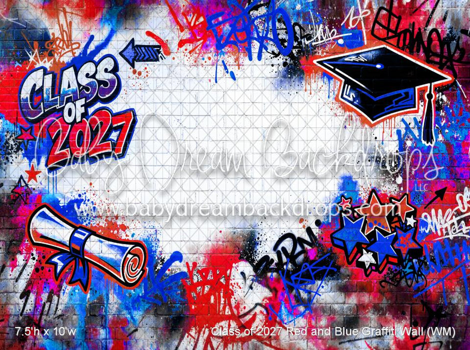 Class of 2027 Red and Blue Graffiti Wall (WM)
