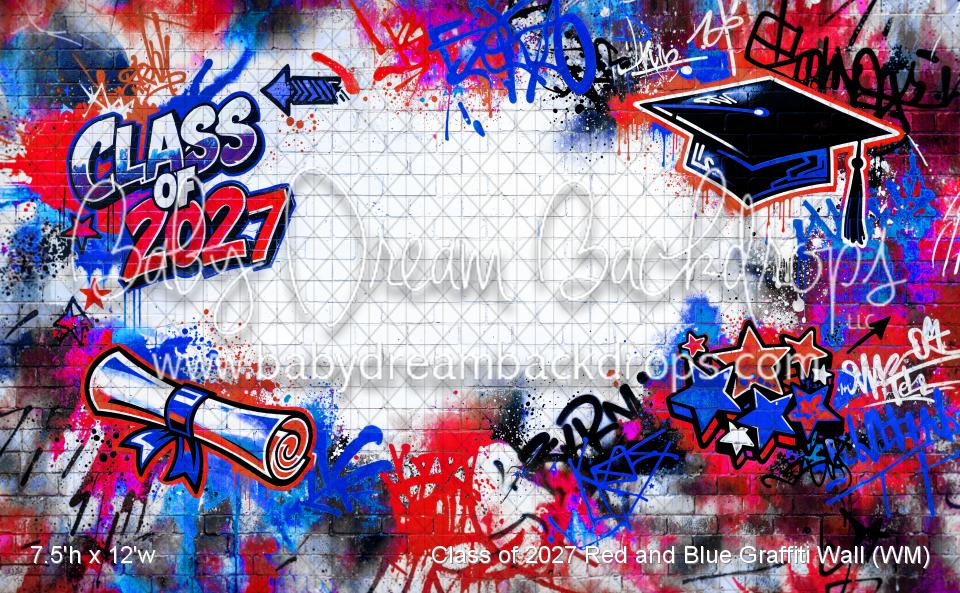 Class of 2027 Red and Blue Graffiti Wall (WM)