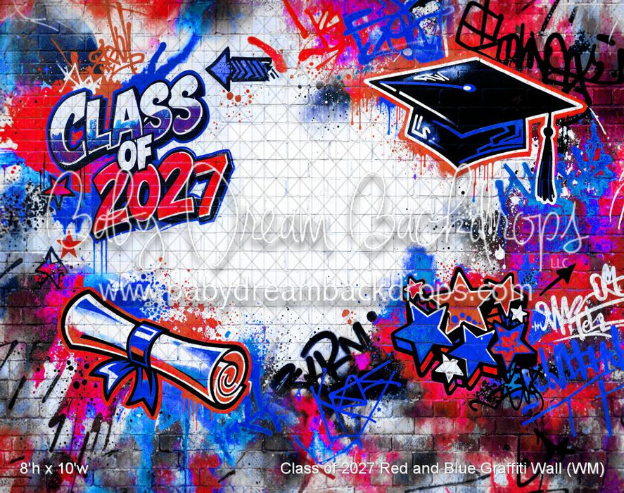 Class of 2027 Red and Blue Graffiti Wall (WM)