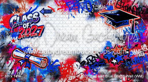 Class of 2027 Red and Blue Graffiti Wall (WM)