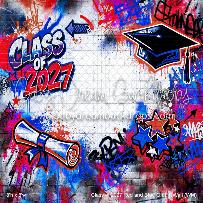 Class of 2027 Red and Blue Graffiti Wall (WM)