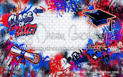 Class of 2027 Red and Blue Graffiti Wall (WM)