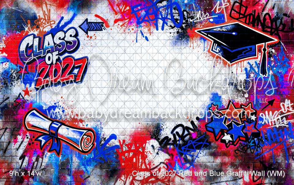 Class of 2027 Red and Blue Graffiti Wall (WM)