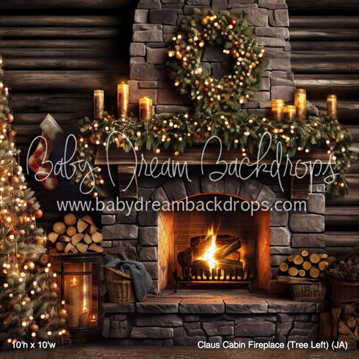 Claus Cabin Fireplace (Tree Left) (JA)