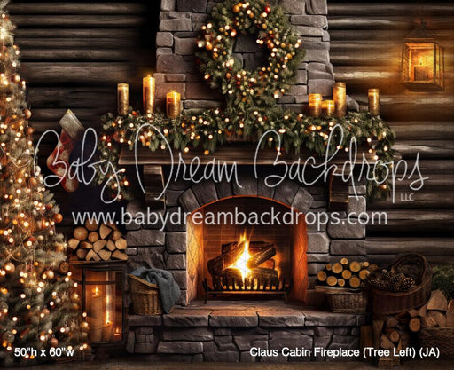Claus Cabin Fireplace (Tree Left) (JA)