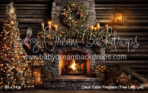 Claus Cabin Fireplace (Tree Left) (JA)