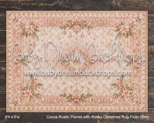 Cocoa Rustic Planks with Rosey Christmas Rug Floor (WM)