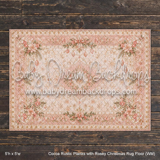 Cocoa Rustic Planks with Rosey Christmas Rug Floor (WM)