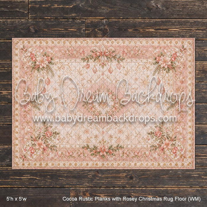 Cocoa Rustic Planks with Rosey Christmas Rug Floor (WM)
