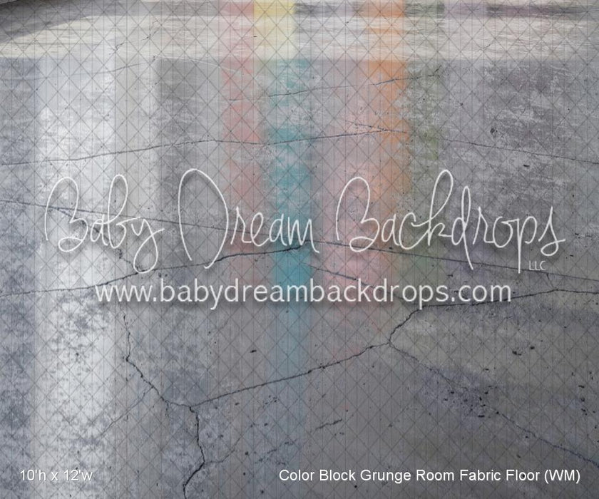 Color Block Grunge Room Fabric Floor (WM)